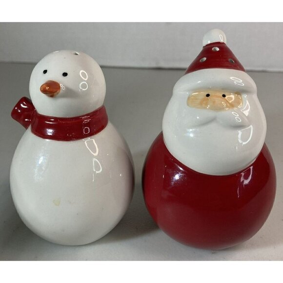 Oneida Christmas Closeups Santa & Snowman Salt Pepper Shakers 3.5 “ w/ Box - Picture 9 of 9